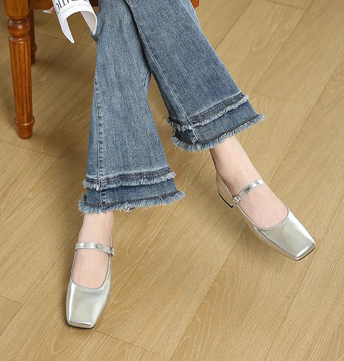 Mary Jane Shoes Women Metallic Shoes Ballet Flats Silver Shoes Coquette Aesthetic Clean Girl Aesthetic2