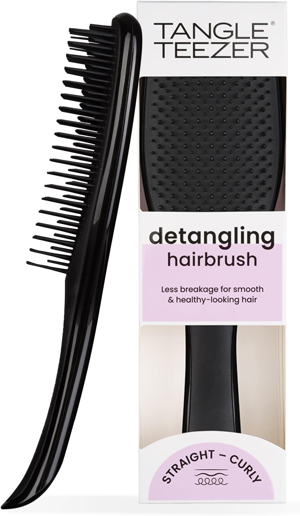 Tangle Teezer Ultimate Detangler Hairbrush - For Wet & Dry Hair - Detangling Brush for All Hair Types - Two-Tiered Teeth Reduce Breakage & Eliminate Knots - Liquorice Black