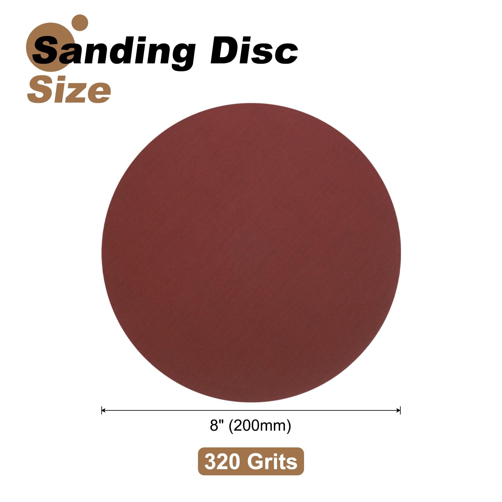 sourcing map Lot de 25 disques abrasifs PSA de 20,3 cm, grains 320 en oxyde d'aluminium auto-adhésifs, papier abrasif rond sans trou, peinture de voiture, bois, métal