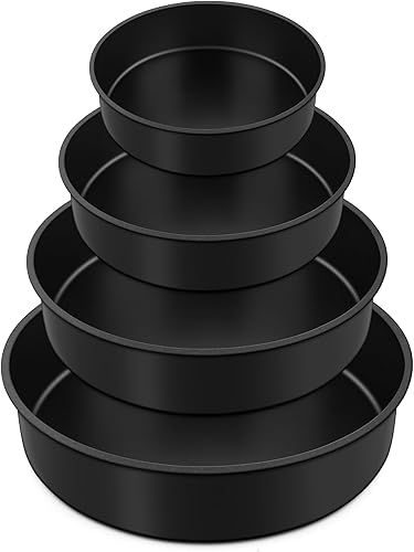 E-far Juego de 4 moldes para pasteles (4 pulgadas6 pulgadas8 pulgadas9 pulgadas), moldes redondos antiadherentes para tartas de cumpleaños, bodas,