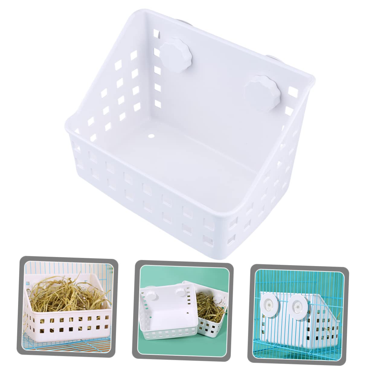 FRCOLOR 2piezas Comedero De Plástico para Conejos y Pequeños Roedores Alimentador Fijo para Heno y Comida para Chinchillas y Cobayas Diseño Organizado y Resistente Desperdicios