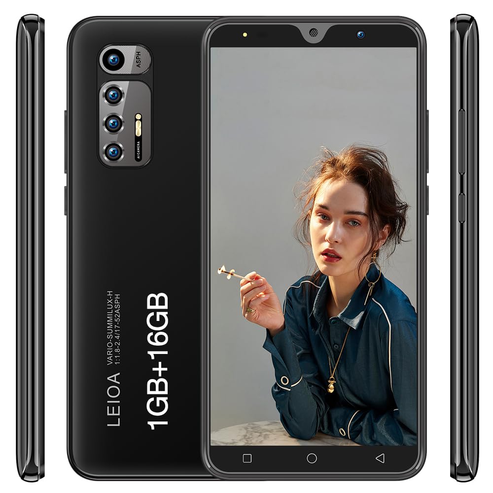 Smartphones Bon marché, 5,0 Pouces, Double Carte Double Caméra, Quad Core, ROM 16GB 【Extensible à 128GB】, Support GPS/WiFi/Bluetooth/FM, Téléphone déverrouillé par Le visag (N10Plus-Blue)