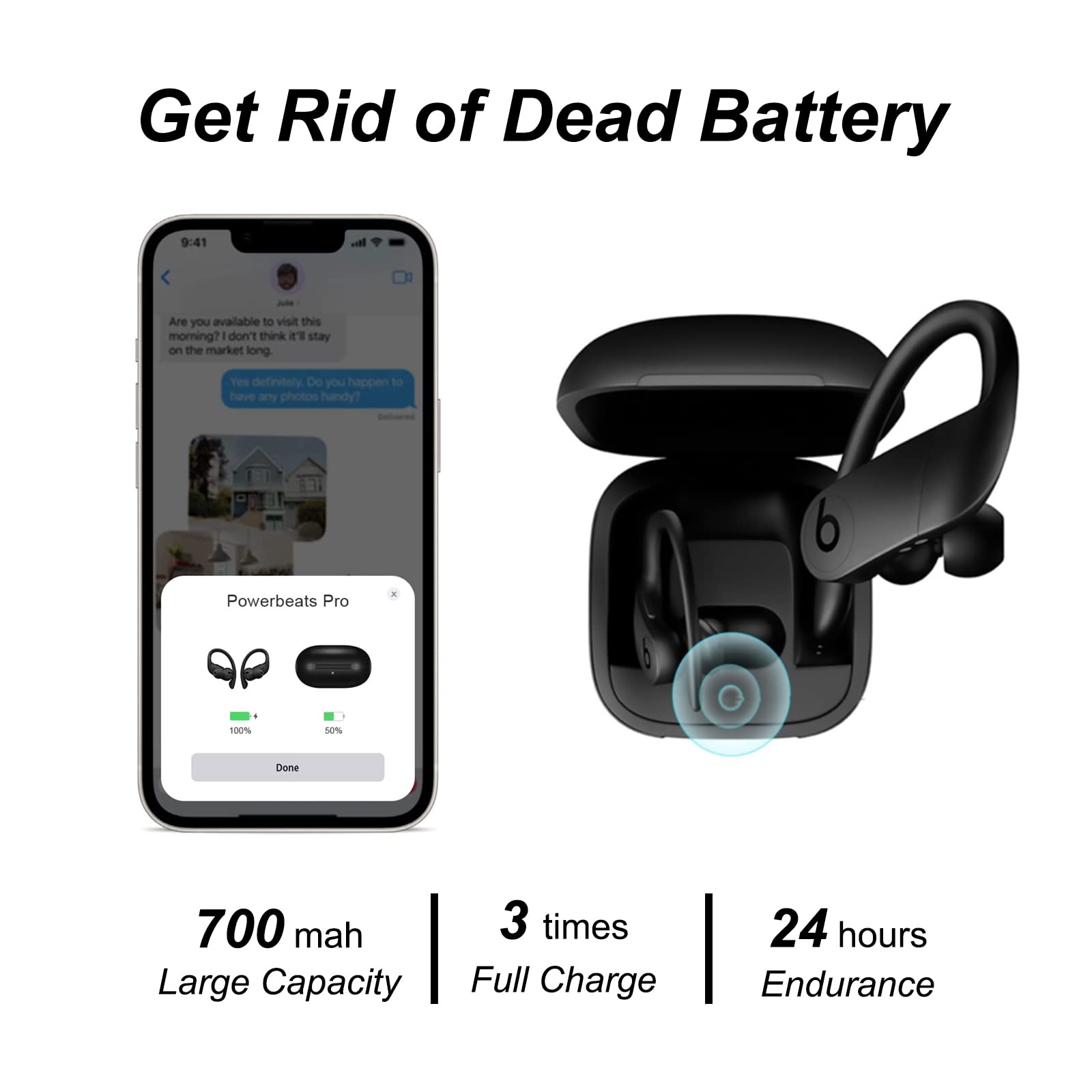 Boîtier de Chargement Anti-saleté pour Casque Bluetooth sans Fil Powerbeats Pro, Housse de Protection de Remplacement pour écouteurs, Soutenir Le Chargement du câble