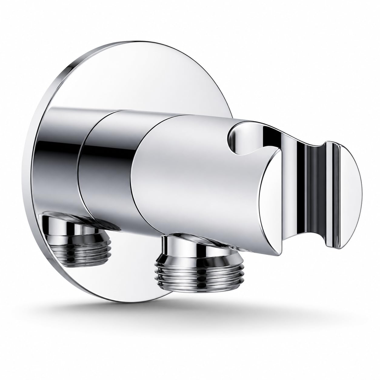 Topolenashop Presa d'Acqua Tonda con Supporto Doccetta in Ottone Cromato – Rosone 50mm Attacco 1/2", Uscita Acqua con Supporto Doccia da Parete | 59507