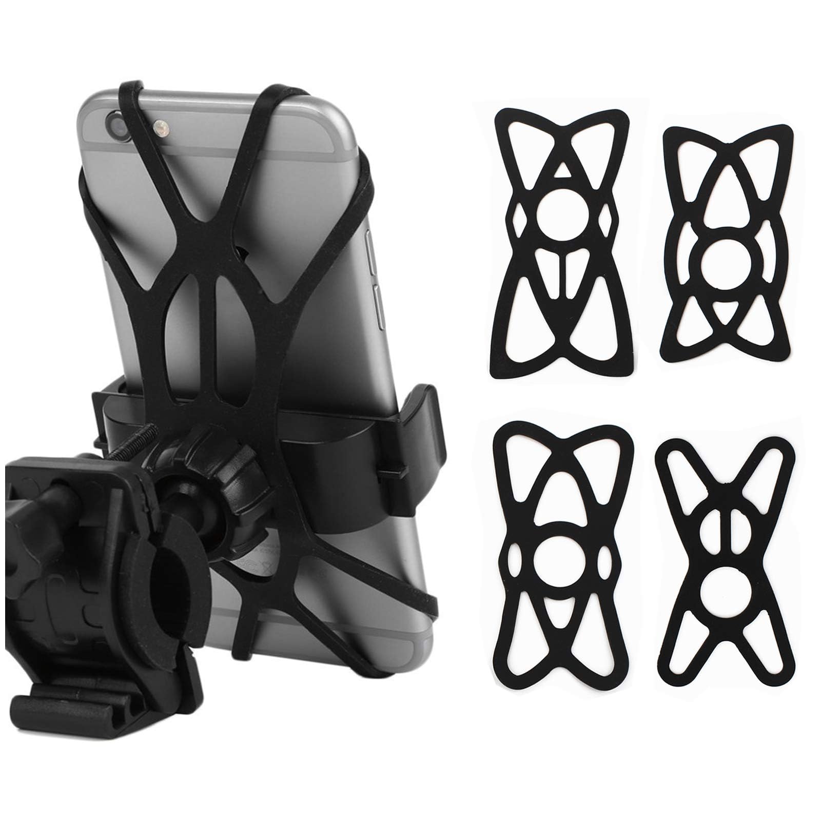 Supporto Per Telefono Da Moto TIESOME Con 6 Cinturini Elastici In Silicone Antiscivolo, Fascia Universale Per Manubrio Di Bici, Mountain Bike E Scooter