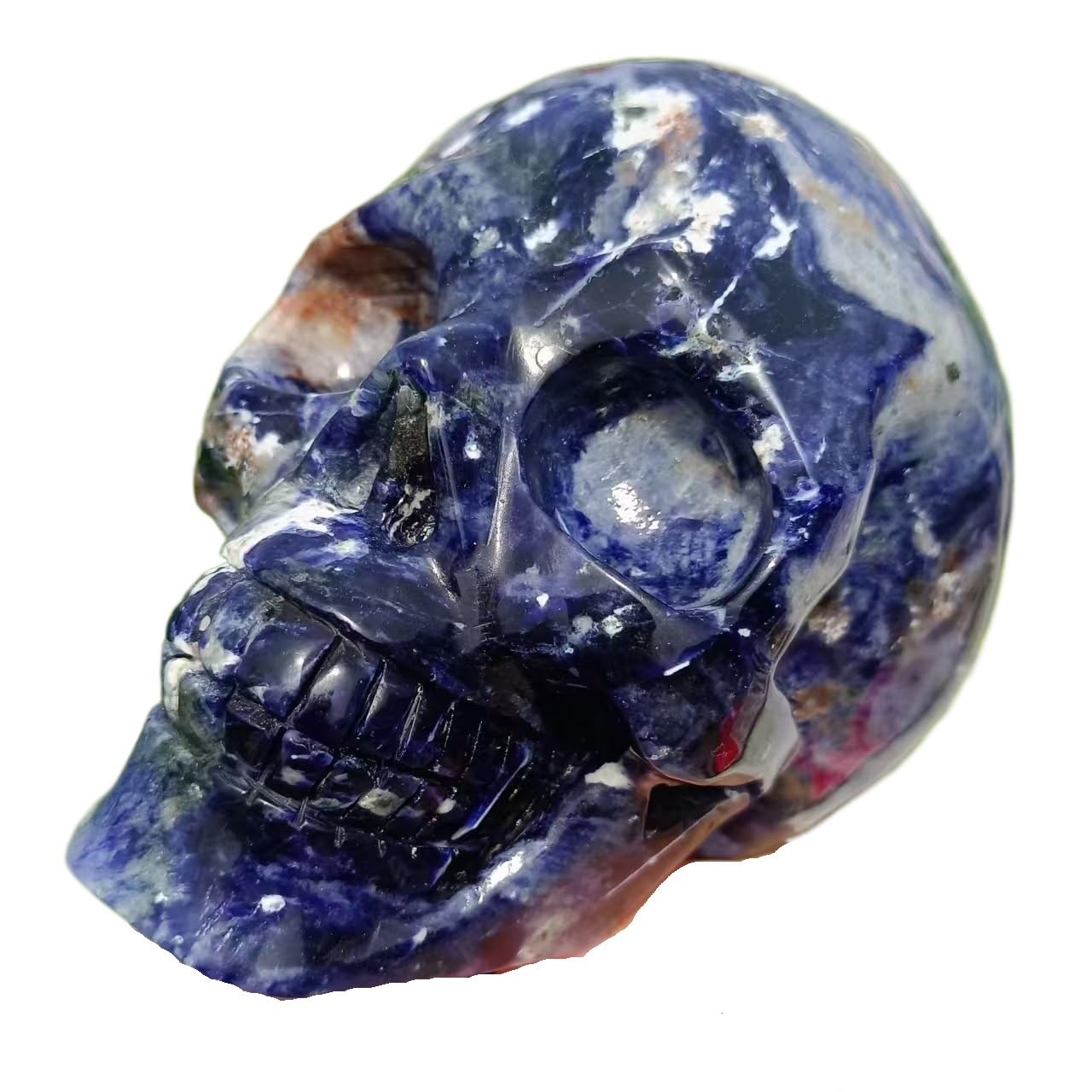 AARTERZZA 1pcs 800-900g Blue Sodalite Skull Quartz Crystal Ore