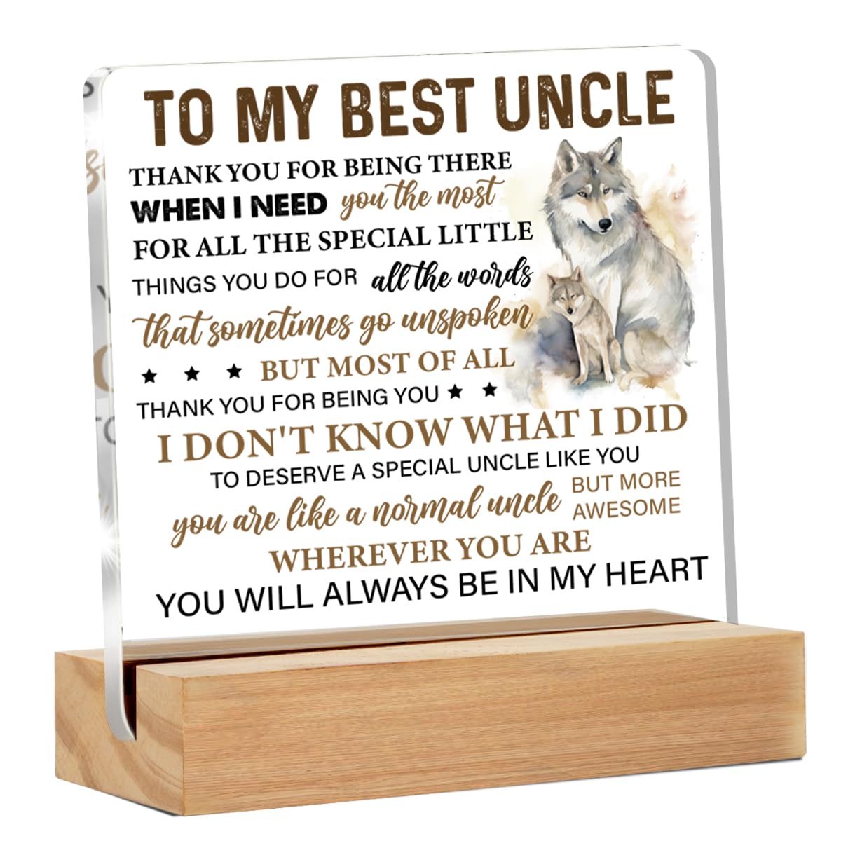 Yuzi-nUncle Gifts From Niece Nephew, Gifts for Uncle Birthday Christmas Father's Day, to My Best Uncle Clear Acrylic Desk Decorative Sign Present for Home Decor, 4 x 4 Inches