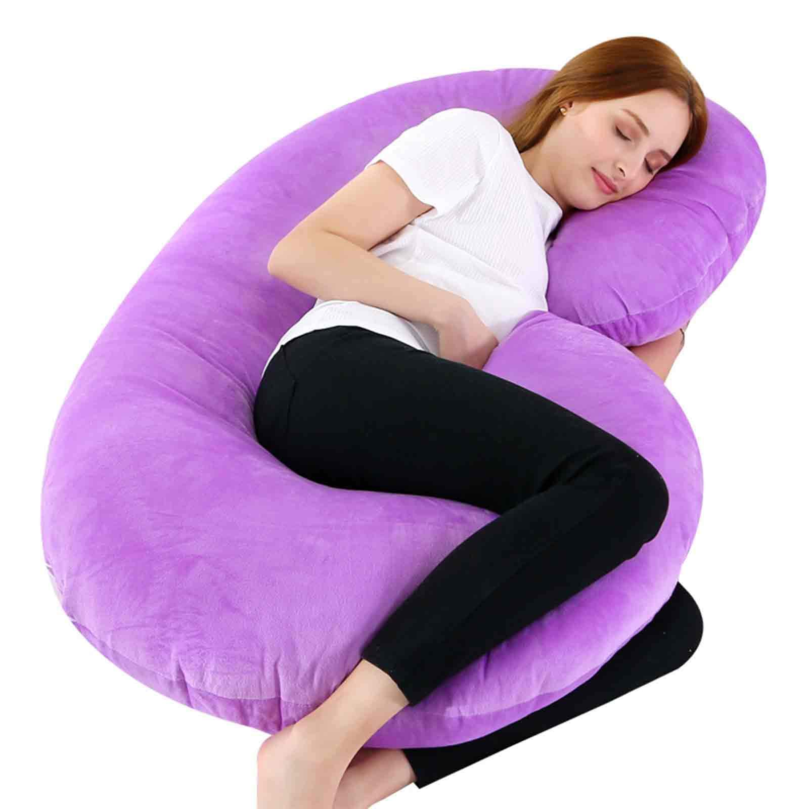 AIZYR A Forma di C. Cuscino per La Gravidanza, Cuscino per Tutto Il Corpo Cuscino maternità Comfort con Rivestimento in Velluto Lavabile Rimovibile per L'Allattamento al Seno del Bambino,Viola