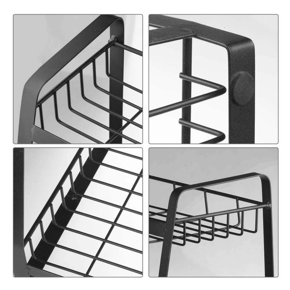 Scaffale per spezie in metallo a 3 livelli, montaggio senza foratura, mensola portaoggetti da cucina per spezie e bottiglie di olio, per bagno, nero (01)