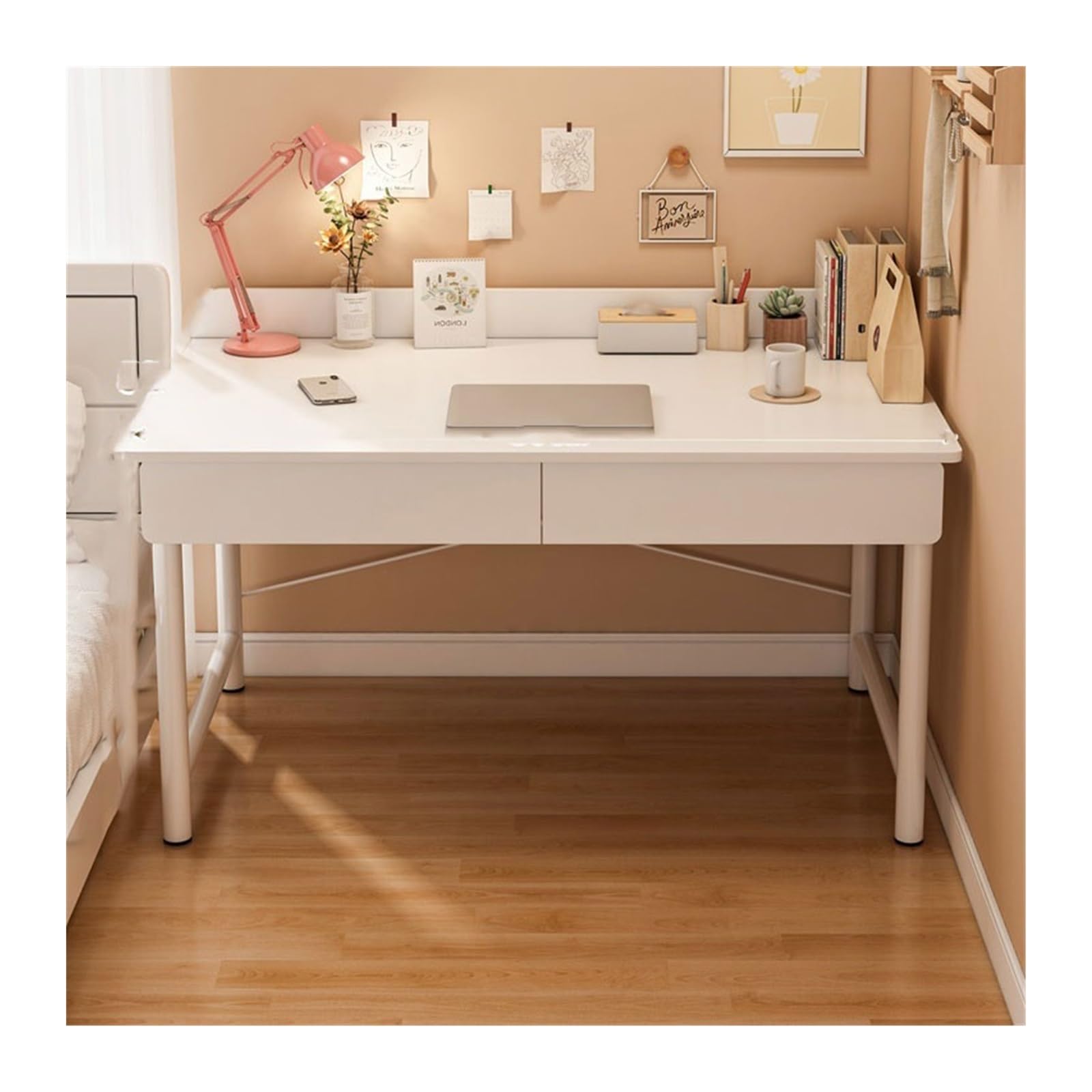 Scrivania moderna da ufficio per camera da letto per ragazze, studenti e casa ufficio, semplice banco da lavoro per affittuari (140 x 50 x 75 cm)