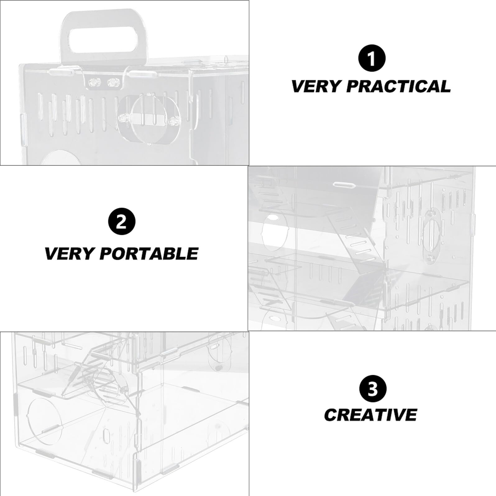 Gadpiparty Jaula para Hámster Pequeña de Acrílico Transparente Tipo Villa de 3 Niveles 30×20×45 CM Casita para Mascotas Pequeñas como Hámster Erizos y Chinchillas