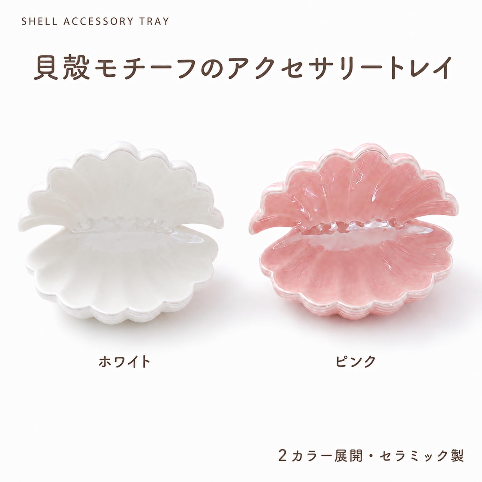 Amazon｜Queen-b 貝殻 アクセサリートレイ セラミック ジュエリー