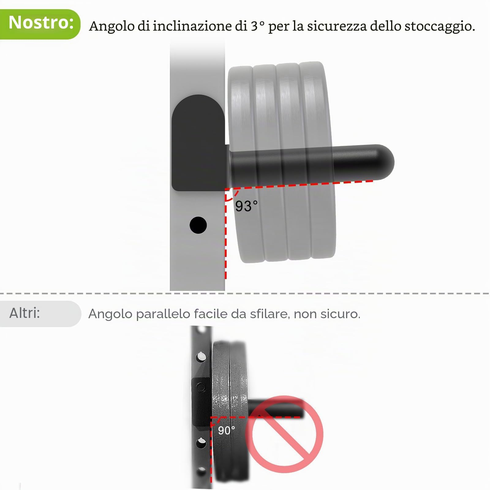 Kipika Supporto per pesi olimpico 3 x 3, in acciaio resistente, adatto per piatti da 5,1 cm su rack 3 x 3 con fori da 2,5 cm o 5/8", capacità 136 kg ciascuno, set da 2