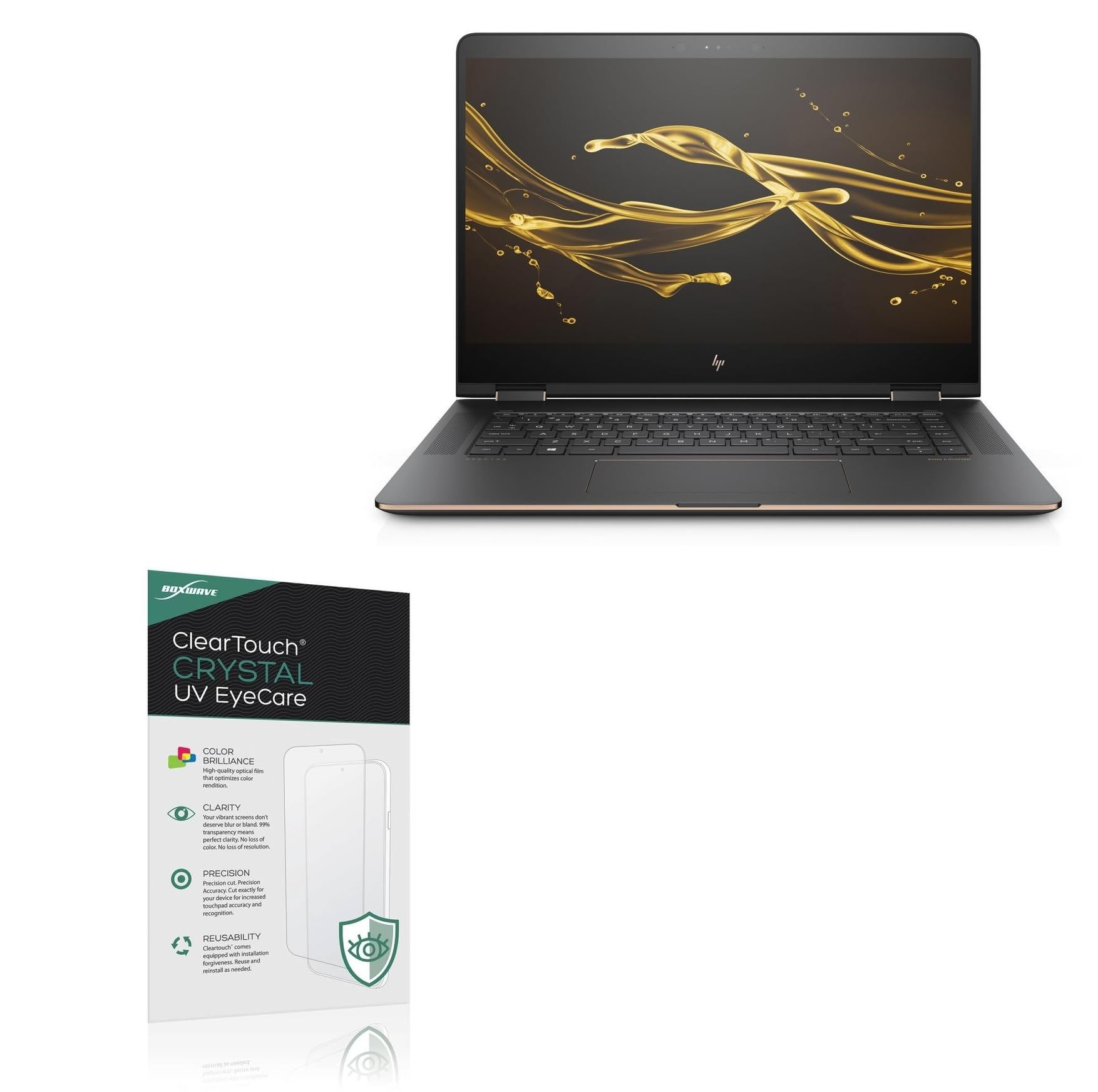 BoxWave Screen Protector Compatible With HP Spectre x360 (15-bl075nr) - ClearTouch Crystal Anti-UV EyeCare (2-Pack), Filters out Harmful Blue Light Reduce Fatigue