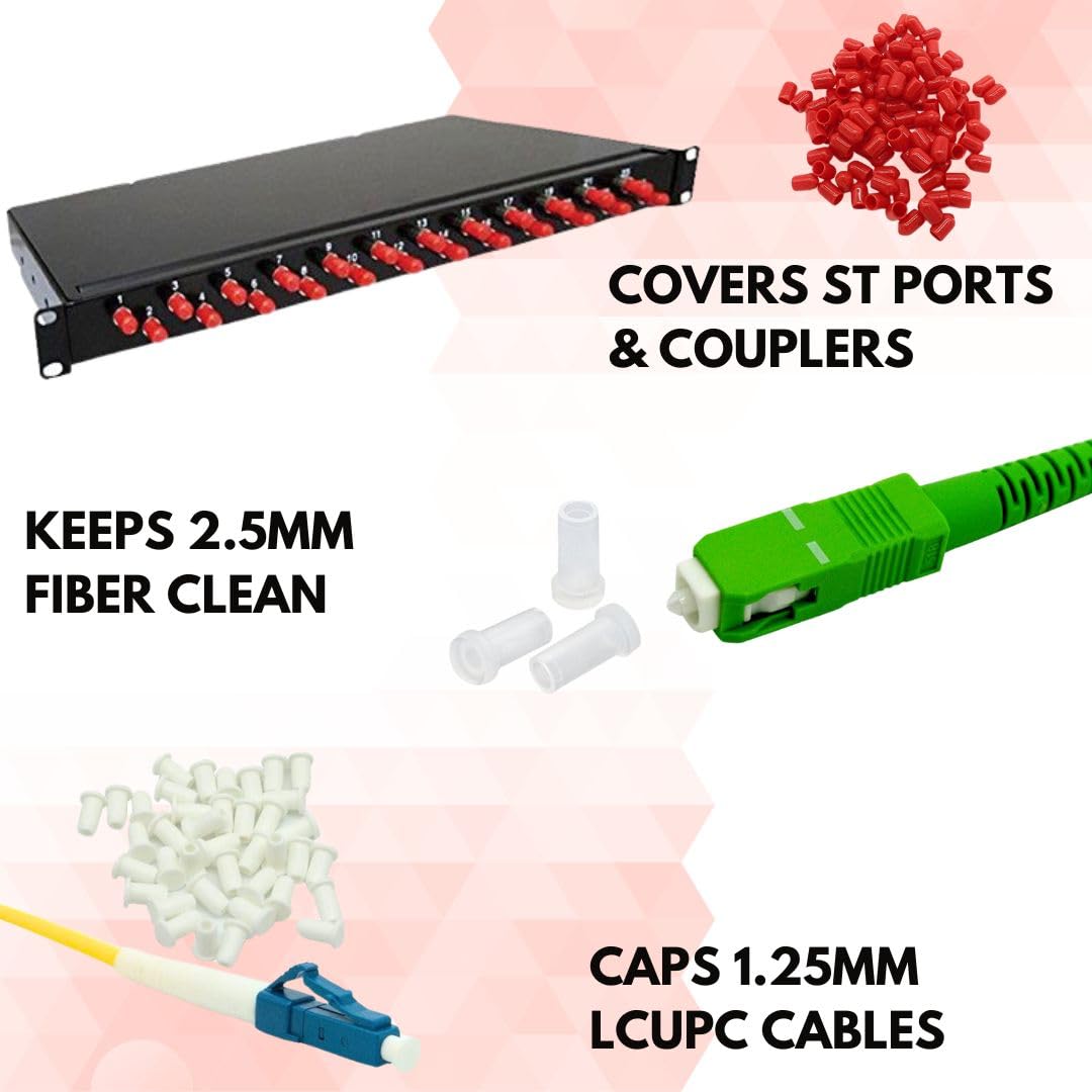 Fibershack - Kit de tapa antipolvo de fibra óptica - ST, Clear SC y LC