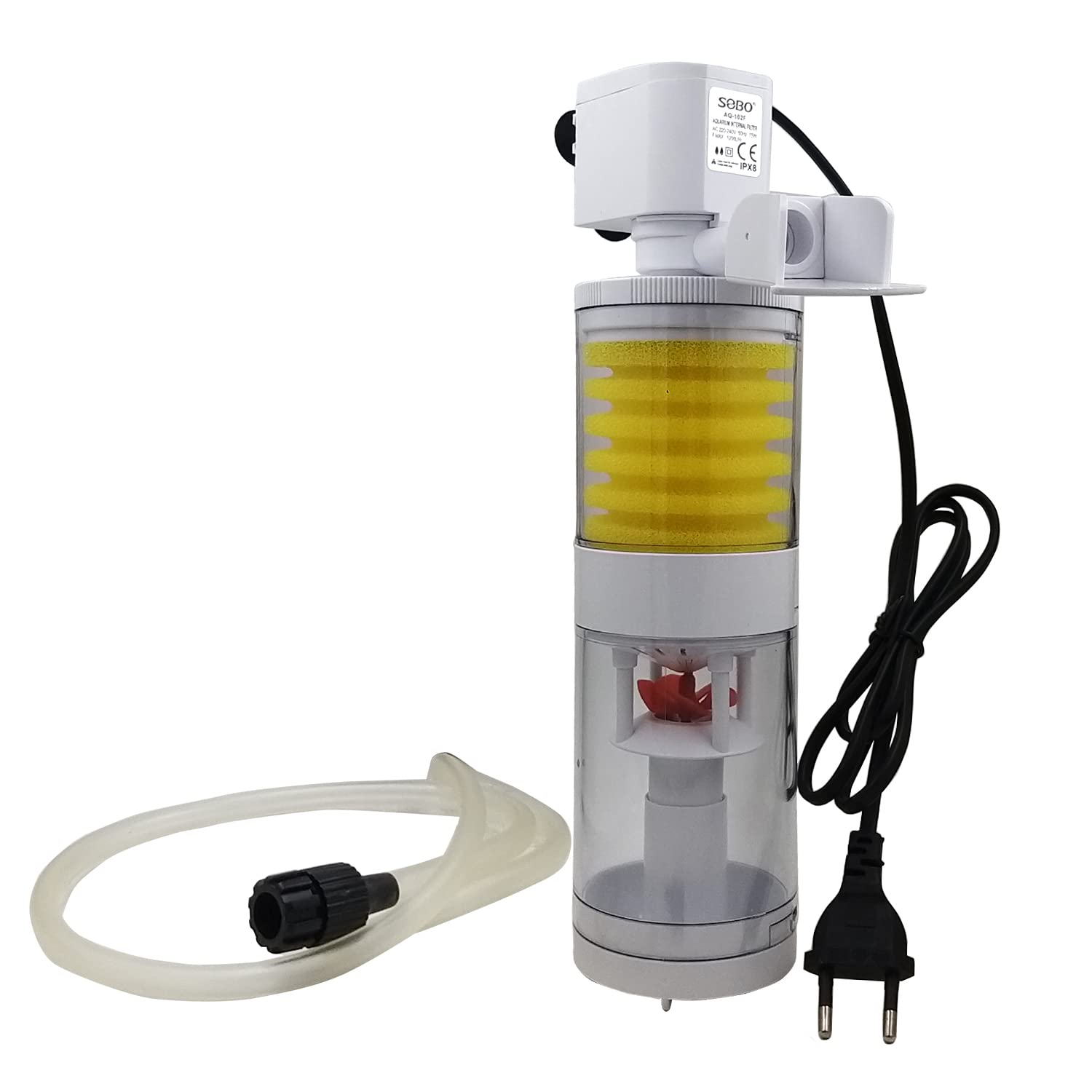 Jainsons Pet Products SOBO Aquarium Multifunction Internal Filter, Clean Fish Waste, Water Circulation, Wave Maker, Dissolved Oxygen Water Pump with Sponge (SOBO AQ-102F, Power: 15W/ F.MAX: 1200L/H)