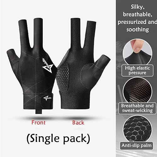 Miniatura 3 de Guantes de billar para mano izquierda, guantes de billar para mano izquierda, 3 dedos, guante deportivo de billar tallas populares para hombres y