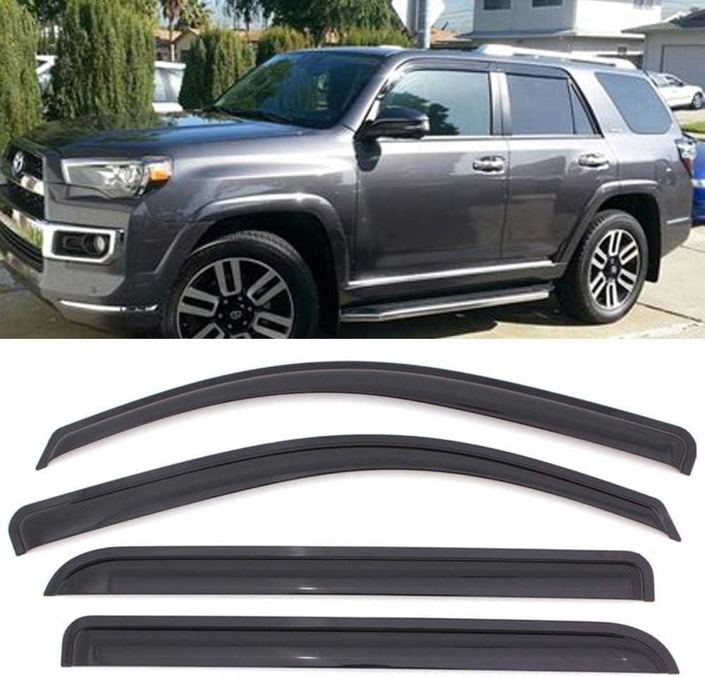 Photo 1 of 4 Set Out Side Window Wind Deflectors for Toyota 4runner 2010-2023, 4runner N280 Accessories Tape-On Deflector Vent Visor Sun Guard, Toyota 4runner Accessories Window Rain Guards 10-23 Year (Black)
