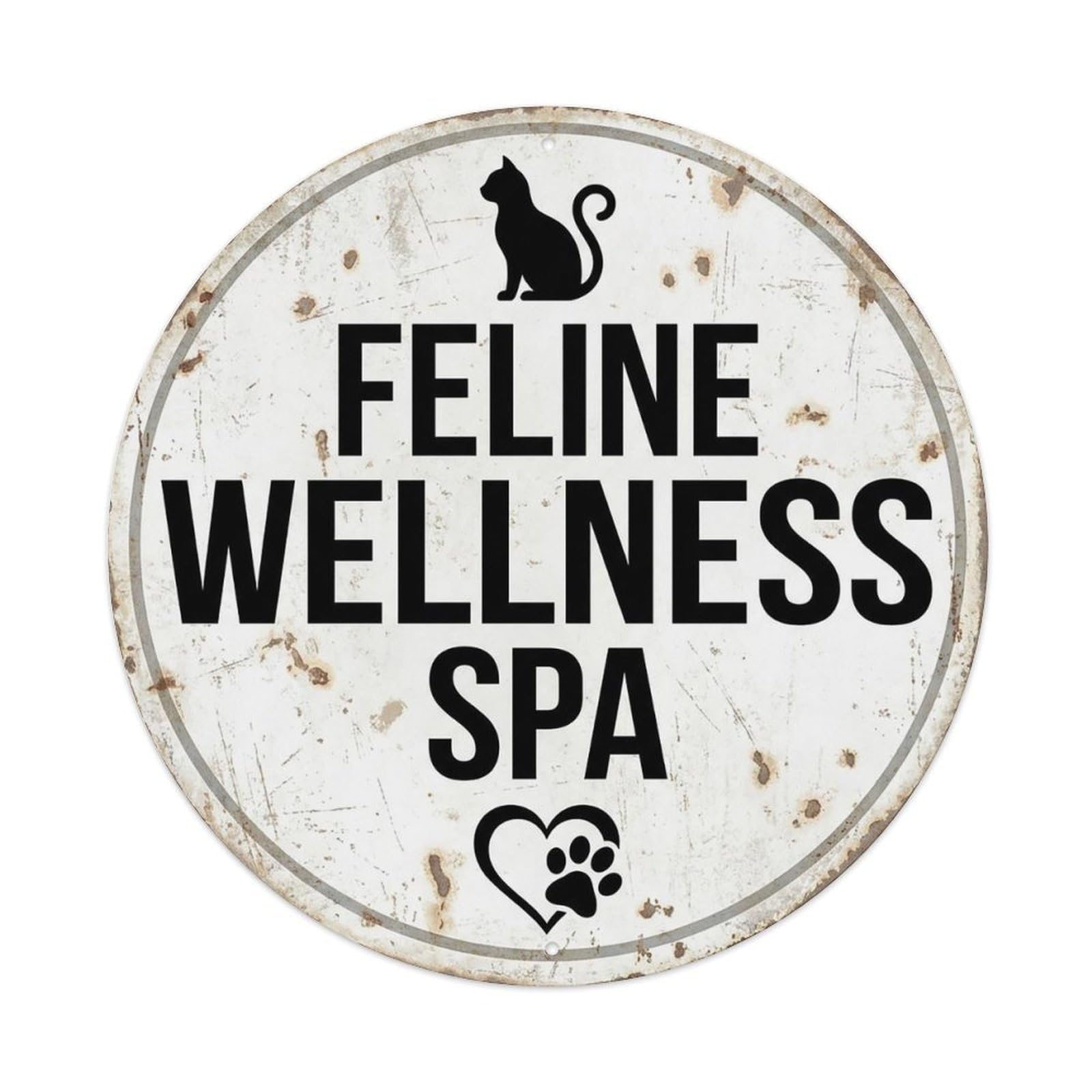 Vintage Feline Wellness Spa Decor Metal Tin Sign