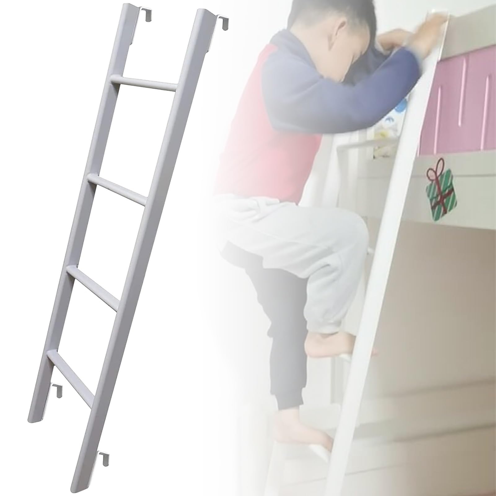 Escalera para litera en caravanas y loft, peldaños metálicos con ganchos estables