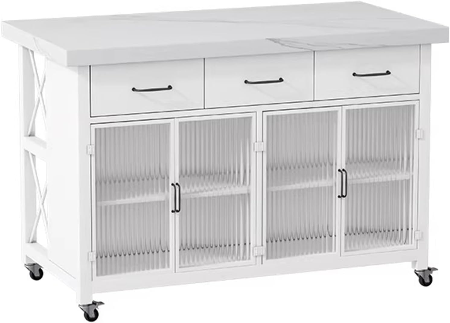 Storage Trolley Rolling Kitchen Island with Drawers Storage Cabinets Doors and Lockable Wheels Shelving Organizer