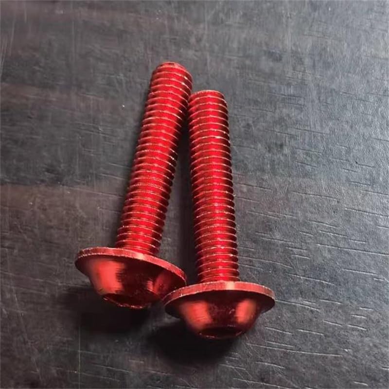 Generic Rascus 10pcs m5 m6*16/20/25/30 Aluminum 6061 Flange Button Head Screw with Washer Inner Hex Socket Allen Decorative Screws Bolt - (Length: M5X25, Color: red)