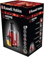 Russell Hobbs Entsafter [Gemüse und Obst] Desire Rot (XL Einfüllöffnung f. ganzes Obst & Gemüse, 2 Geschwindigkeitsstufen, 750ml Saftbehälter, 2,0l Fruchtfleischbehälter, BPA-frei) Saftpresse 24740-56 – Ansicht 3