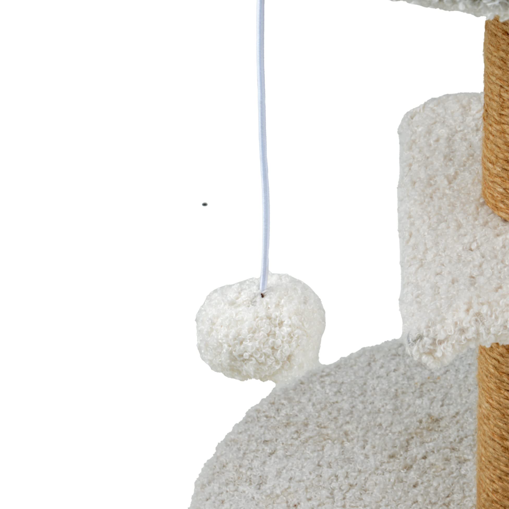Wooly Cat Tree with Toy and Scratching Post 30 x 40 cm Ecru - Image 4