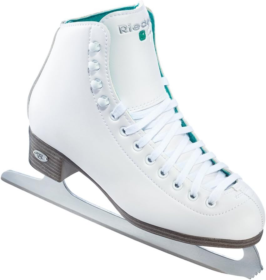Riedell Skates - 10 Opal - Recreational Youth Ice Skates with Stainless Steel Spiral Blade | White | Size 1 Junior