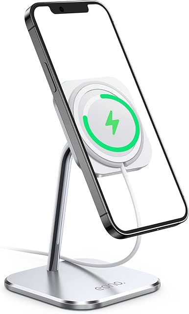 Amazon Brand - Eono Phone Stand for MagSafe Charger, Charging Dock Adjustable Holder Aluminum Wireless Magnetic Cradle for Desk Compatible with iPhone 14 Plus Pro Max 13 Mini (Not Included MagSafe)