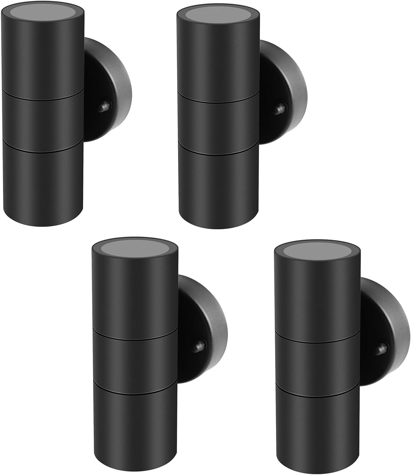 Kerry Outdoor Wall Lights, Up Down Mains Powered Lighting, Black Stainless Steel IP44 Waterproof, Exterior Wall Sconce for Indoor, Front Door, Patio, Porch, Garden, Garage - 4 Pack (No Bulb Incl)