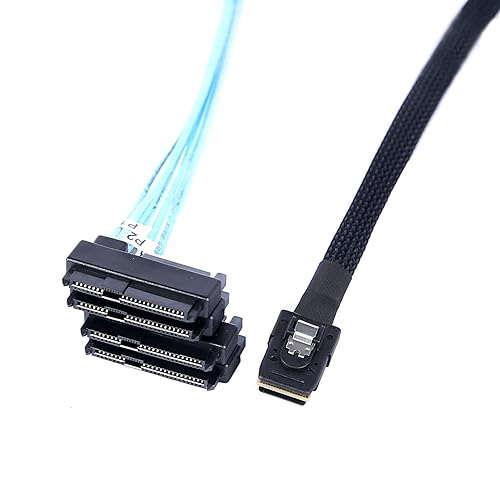 Miniatura 5 de Paquete de 2 cables Mini-SAS a SAS 0,5 M SFF-8087 a SAS-SFF-8087 a SFF-8482 x4 con cable adaptador de corriente SATA (1,6 pies)