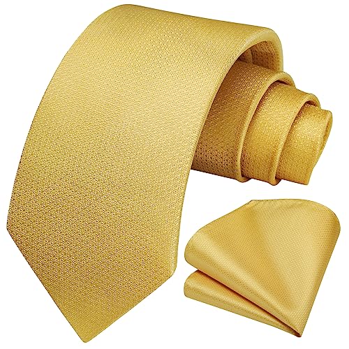 Image of HISDERN Mens Ties Solid Color Tie and Pocket Square Set Classic Woven Formal Neckties & Handkerchief Wedding Party