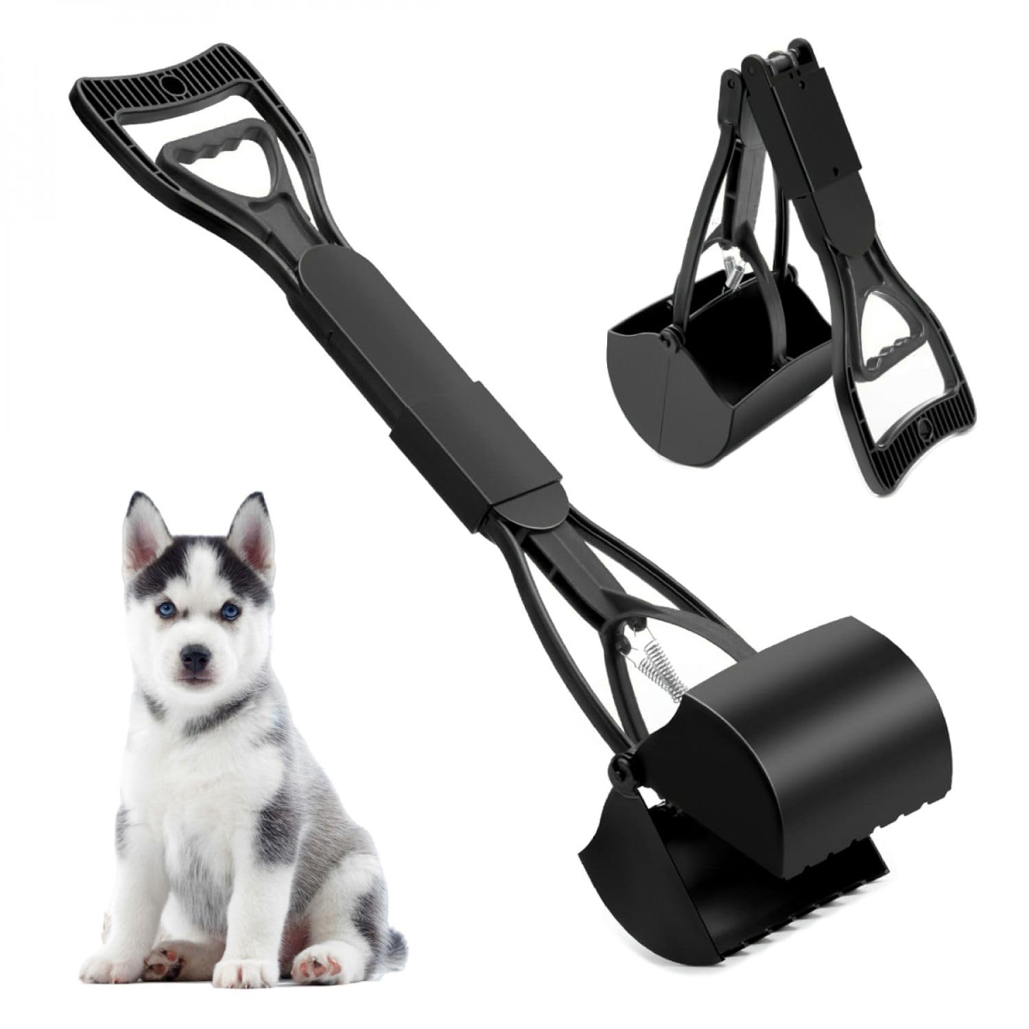 Linxor - Pince, Pelle à déjections, crottes, pour Chien ou Autres Animaux - 80 cm - Noir