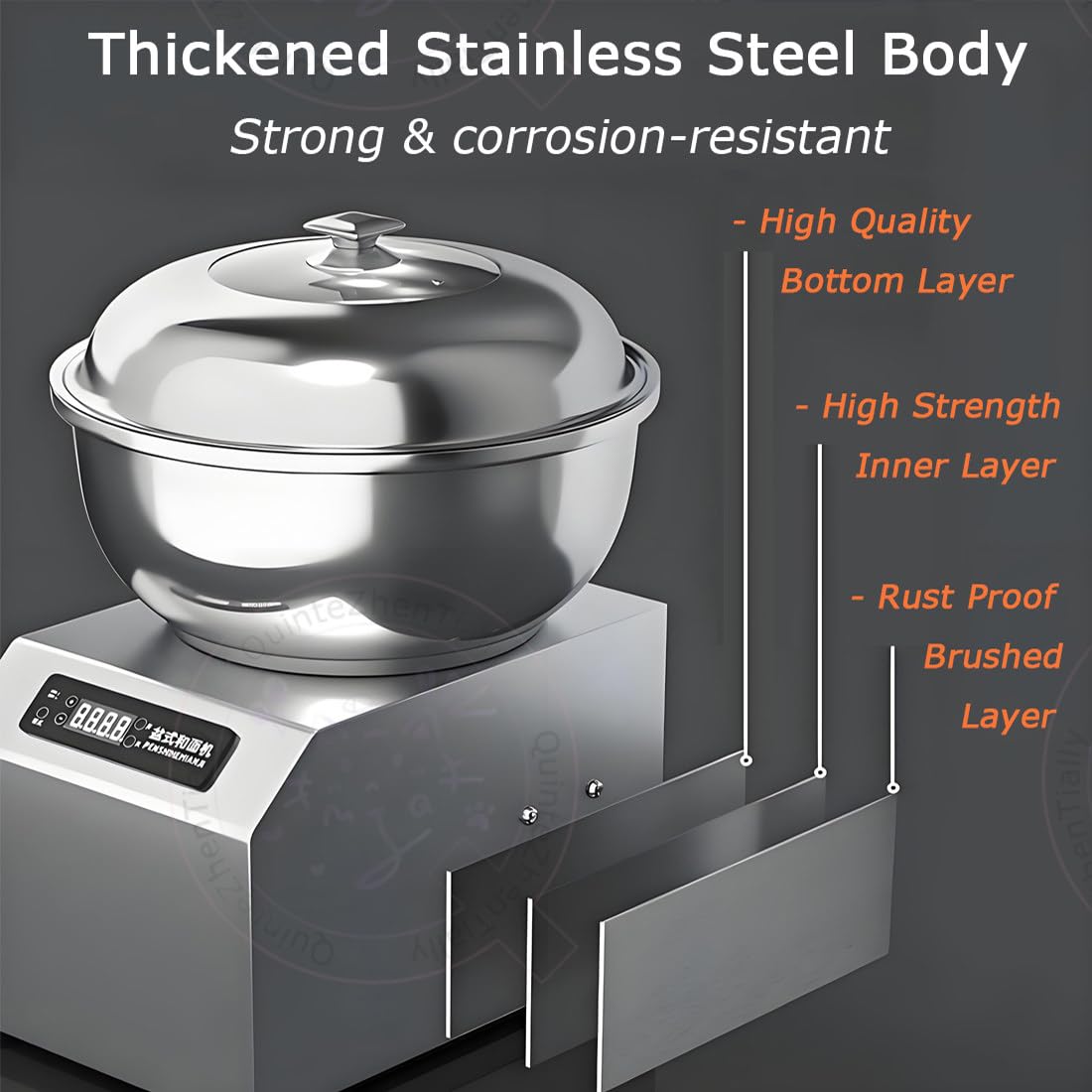 Impastatrice Commerciale Elettrica 2200 W,Impastatrices Professionale Farina,Impastatrice Spirale,con Funzione Temporizzazione & Riscaldamento,per Preparazione Impasto Pizza 5kg