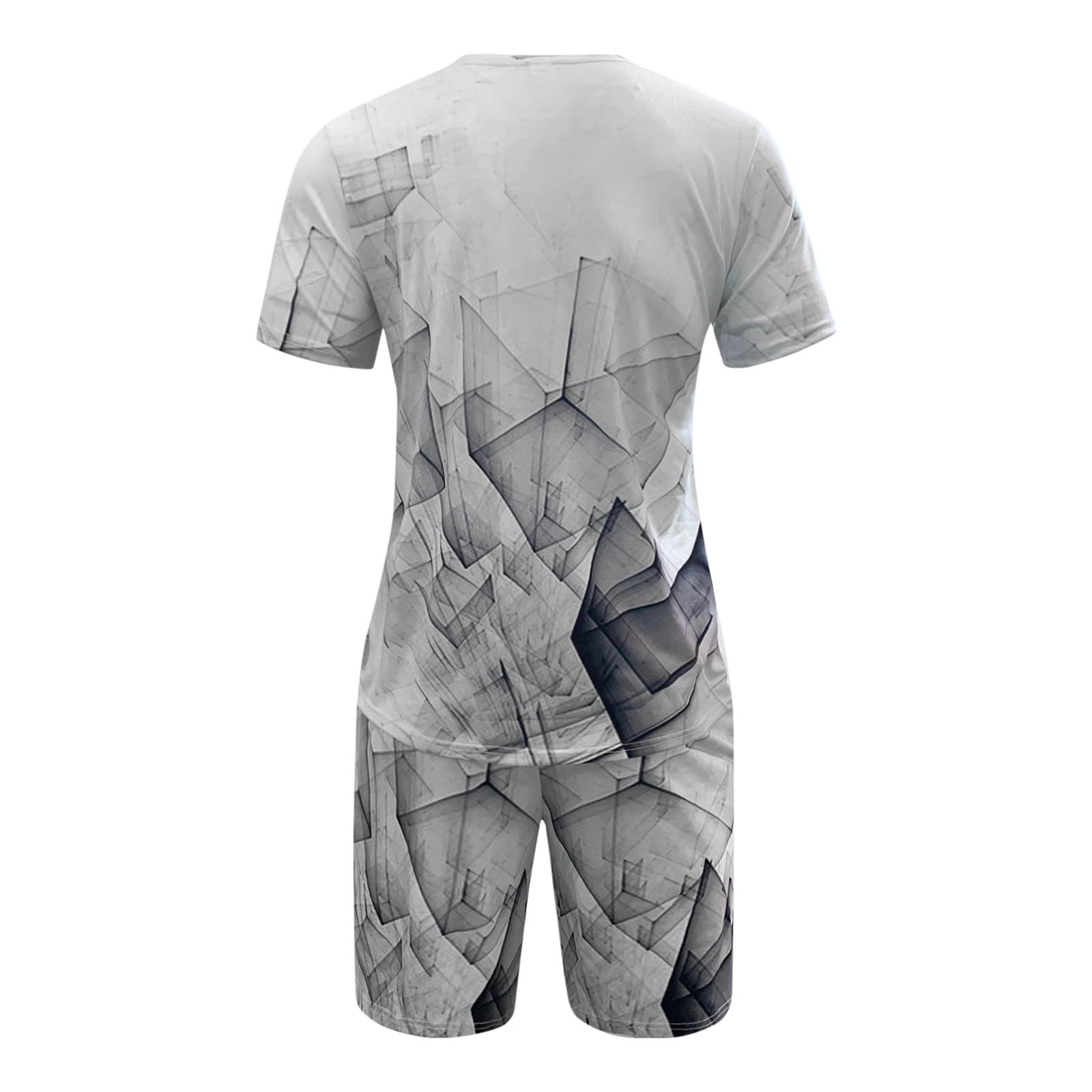 Hombres Verano Moda Y Ocio 3D Digital Impreso Pantalones Cortos De Manga Corta Conjunto Dos Conjunto Bufanda Esmoquin Jacket