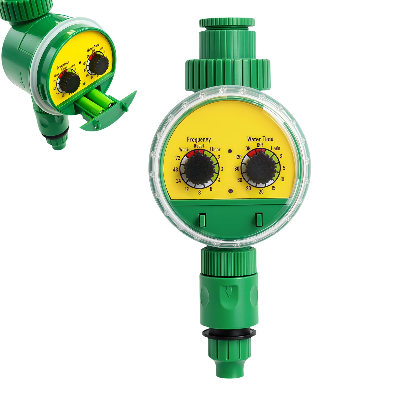 Hbzunt Water Sprinkler Timer with Brass Inlet, Heavy Duty Programmable Hose Timer, Waterproof Sprinkler Controller with Large LCD Display for Lawns and Gardens
