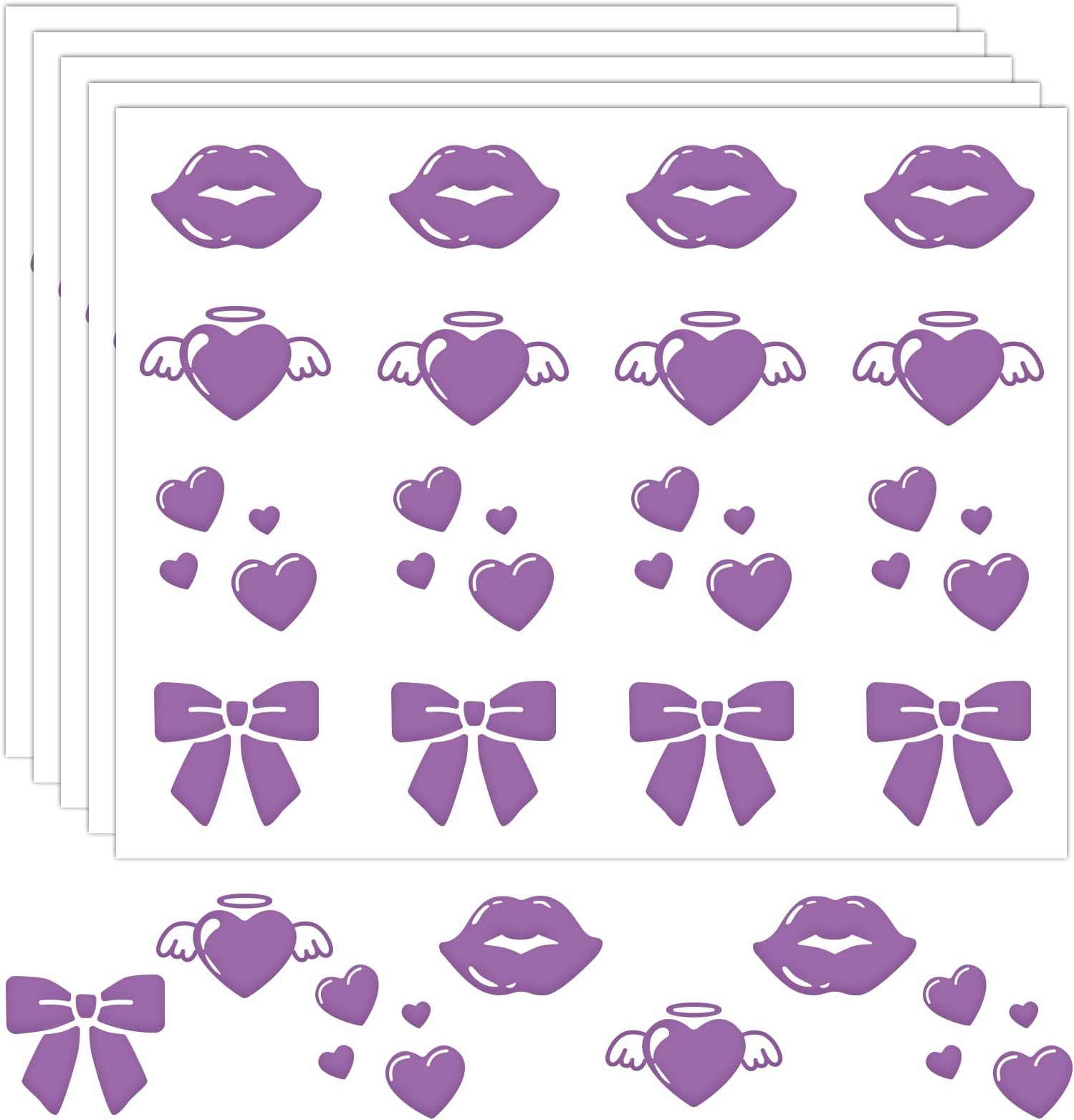 sodknow80 Pcs UV Stickers for Sunscreen UV Detection Stickers Know When to re-Apply Sunscreen UV Stickers Safe for UV Protection (Personalized Pattern: Lips+Winged Heart+Heart+Bow)