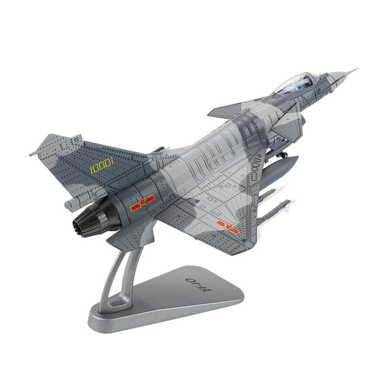 Modelo de avión J-10 militar a escala 1/72 de metal fundido a presión con soporte