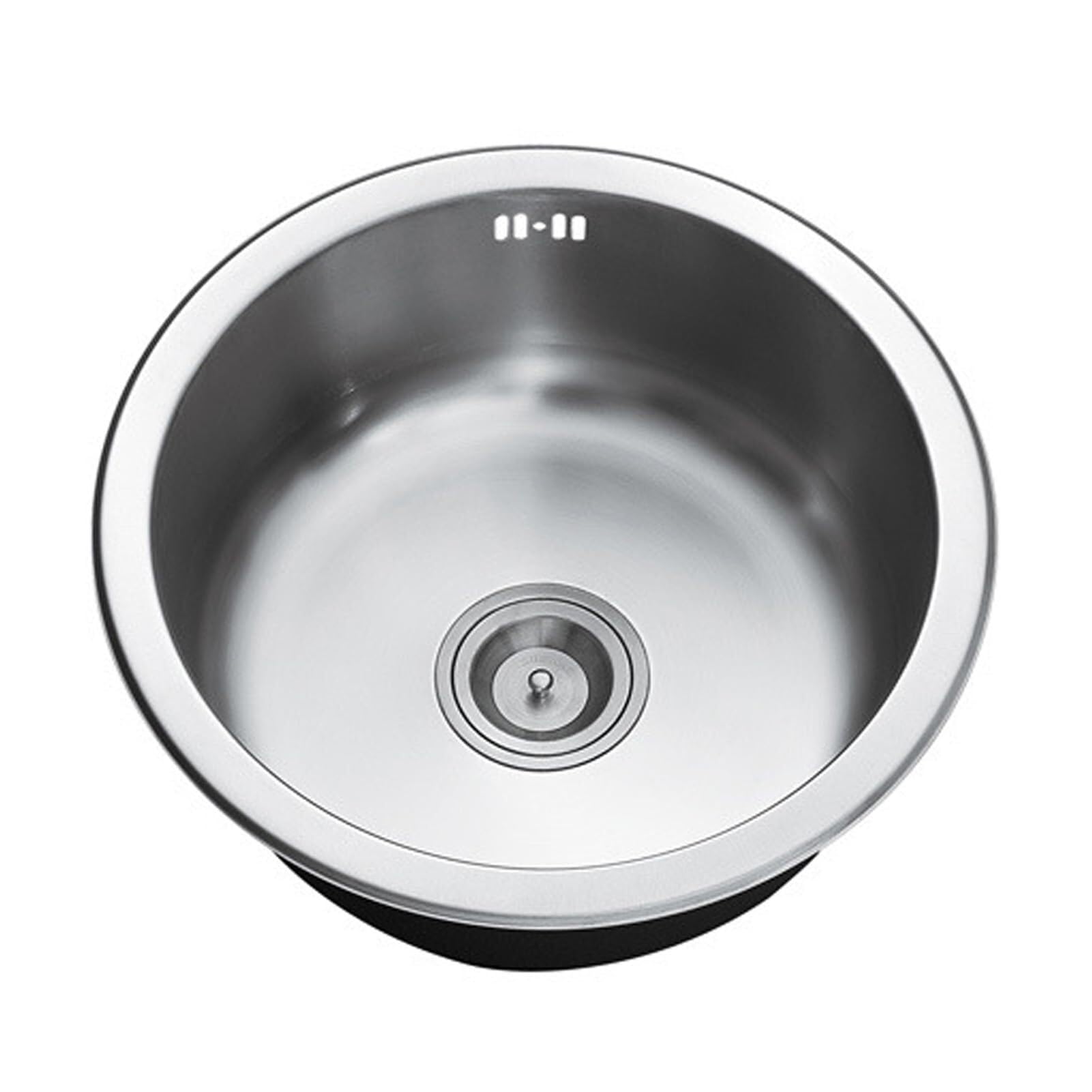 Évier de cuisine rond encastrable 40cm, bac inox avec crépine pour bar et maison