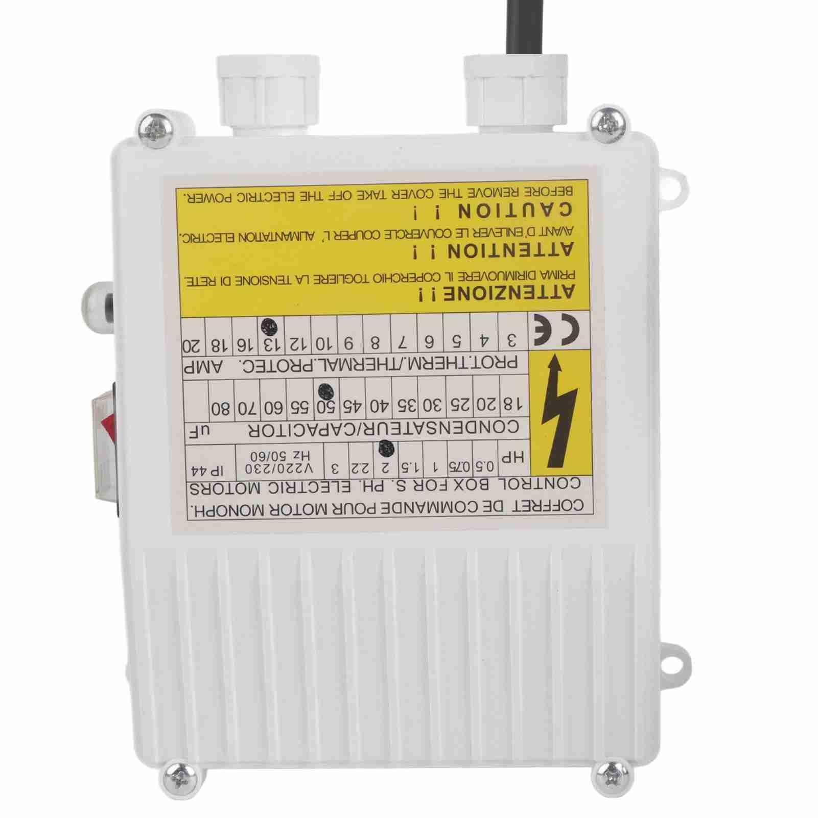 Kontroler Pompy Głębinowej, Skrzynka Sterownicza 1500W 220V, Zabezpieczenie Przeciwprzepięciowe, Materiał ABS i Miedź, Wtyczka EU