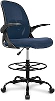 Vista 11 de Primy Silla de dibujo alta de oficina con reposabrazos abatibles, silla de escritorio ergonómica ejecutiva para computadora con soporte lumbar