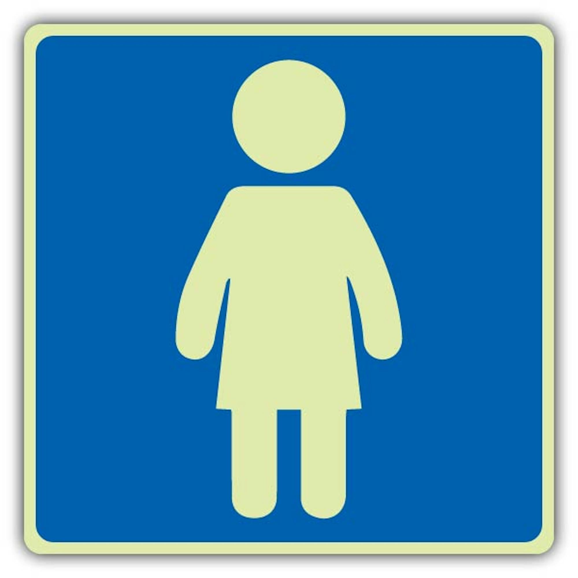 V Safety Girls Toilet Symbol Sign – 450 x 450 mm – vinile triplo bagliore