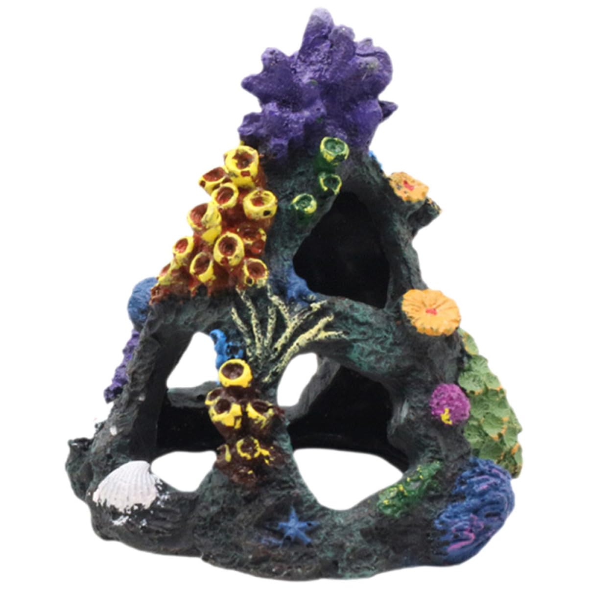 POPETPOP 4 Piezas Escondite De Coral Plantas De Acuario Decoraciones De Peceras Decoración De Mesa Rocas Artificiales Pegatinas Vista De La Montaña del Acuario Océano Sirena Adornos Resina