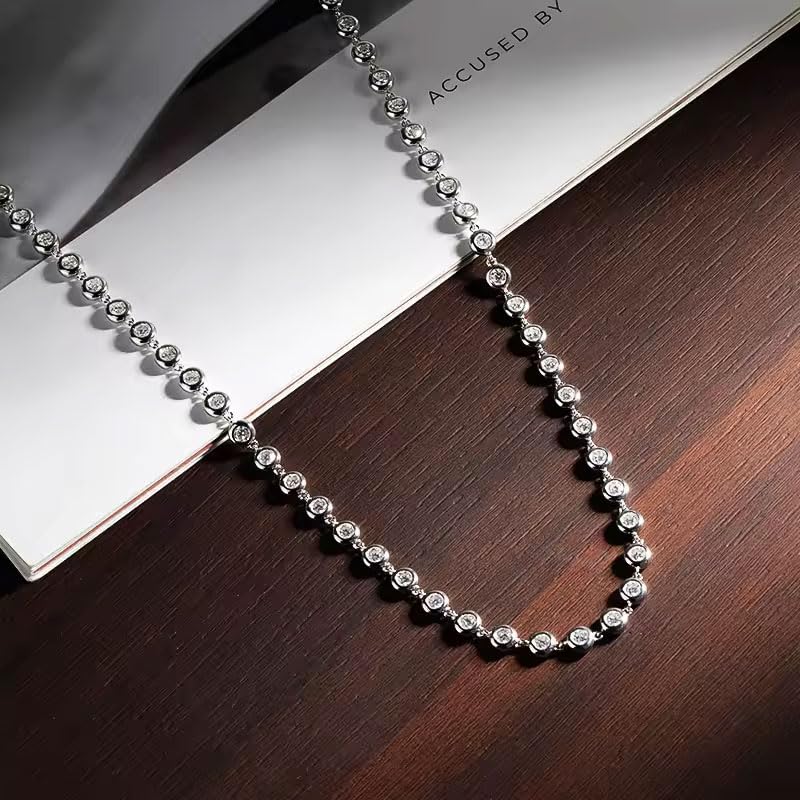 3mm D Color VVS1 Moissanite Tennis Necklaces for Women, s925 Sterling Silver Dainty Necklace, Women's Wedding Tennis Necklaces3