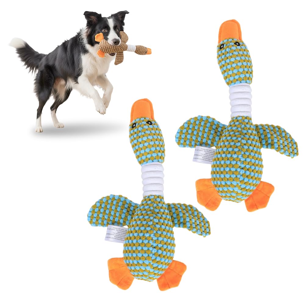 ComedyKing Squeaky Dog Toys, Plush Dog Toys for Small Dogs, Durable Corduroy Chew Toy Indestructible Soft Dog Toy for All Dog Sizes Soft, Safe & Interactive Festive Gift for Pets (Green*2)