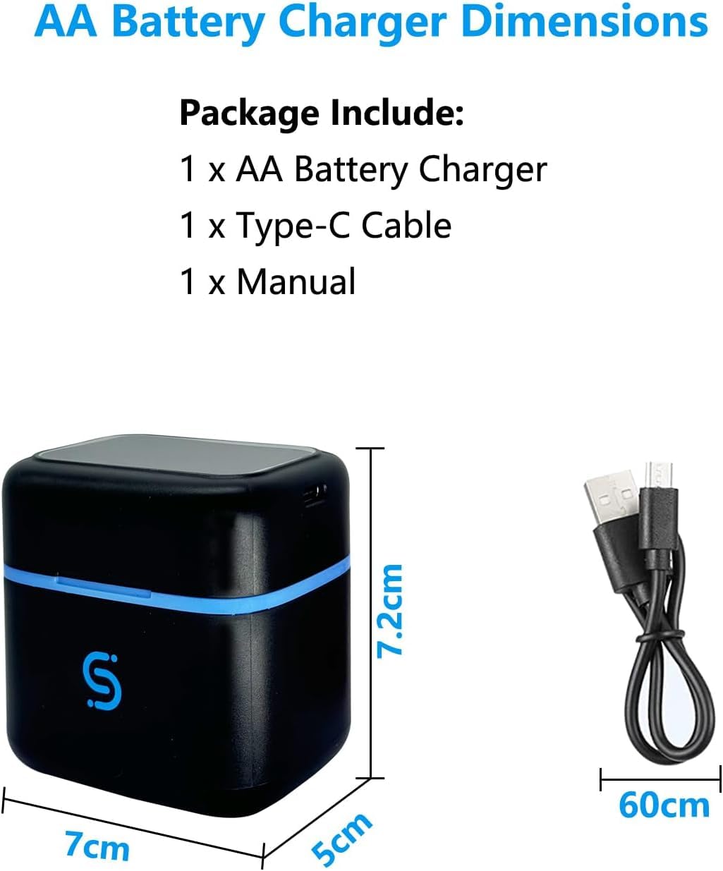 Chargeur Rapide AA 8 Emplacements Huachuang – Type C – Pour Piles Ni-MH, Ni-CD Et Lithium 1,5V – Affichage LED – Sac Magnétique