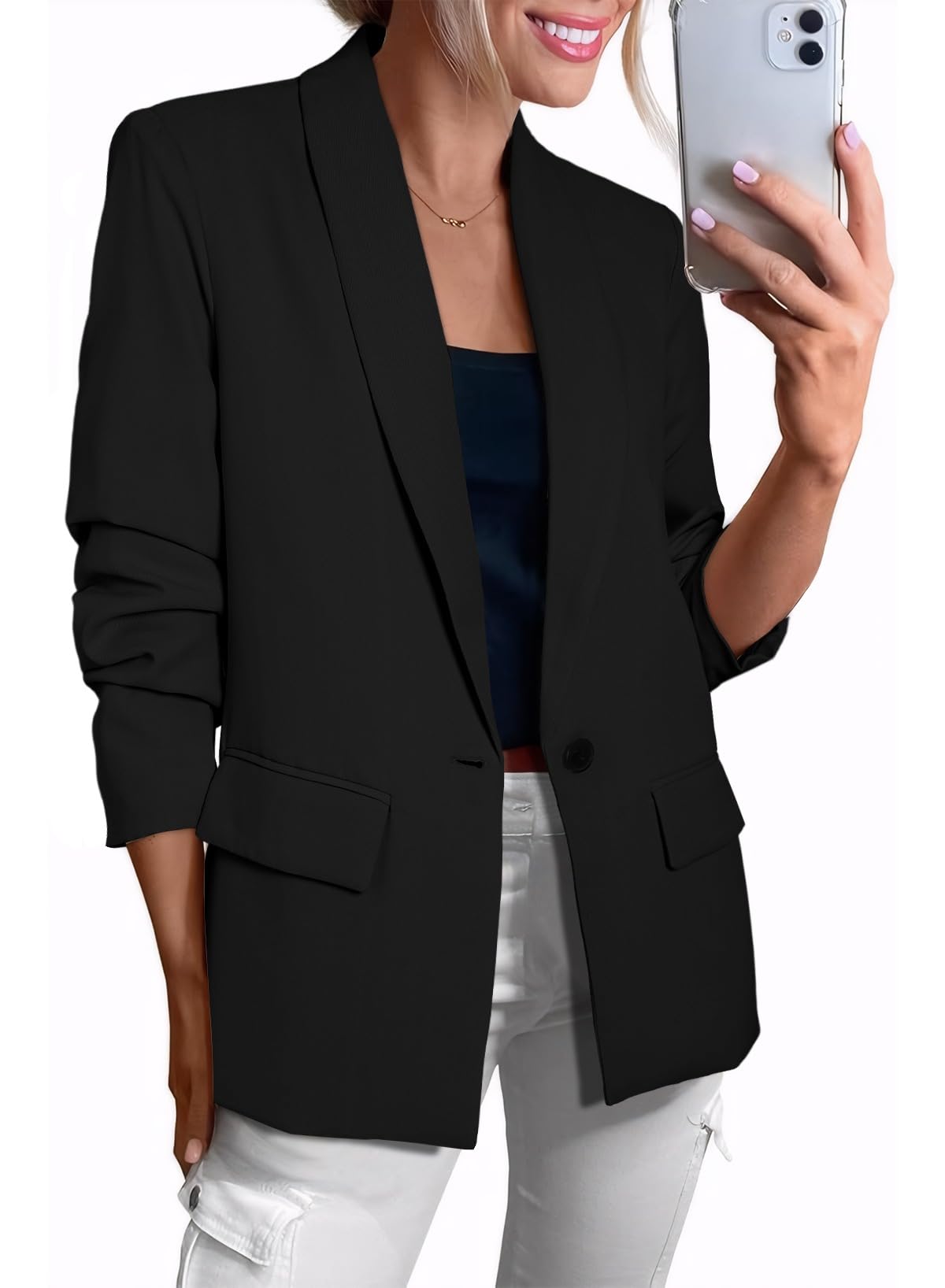 Happy Sailed Womens Long Sleeve Blazer Business Casual Open Front Work Office Suit Jackets