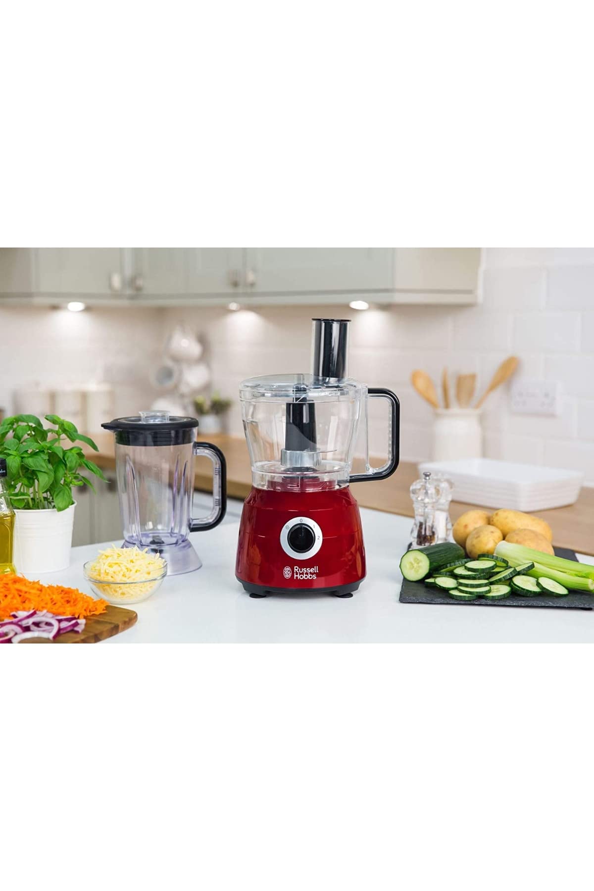 Russell Hobbs Desire - Procesador de Alimentos (Licuadora, Amasador, Cortador de verduras, 600 W, Rojo) - ref. 24730-56