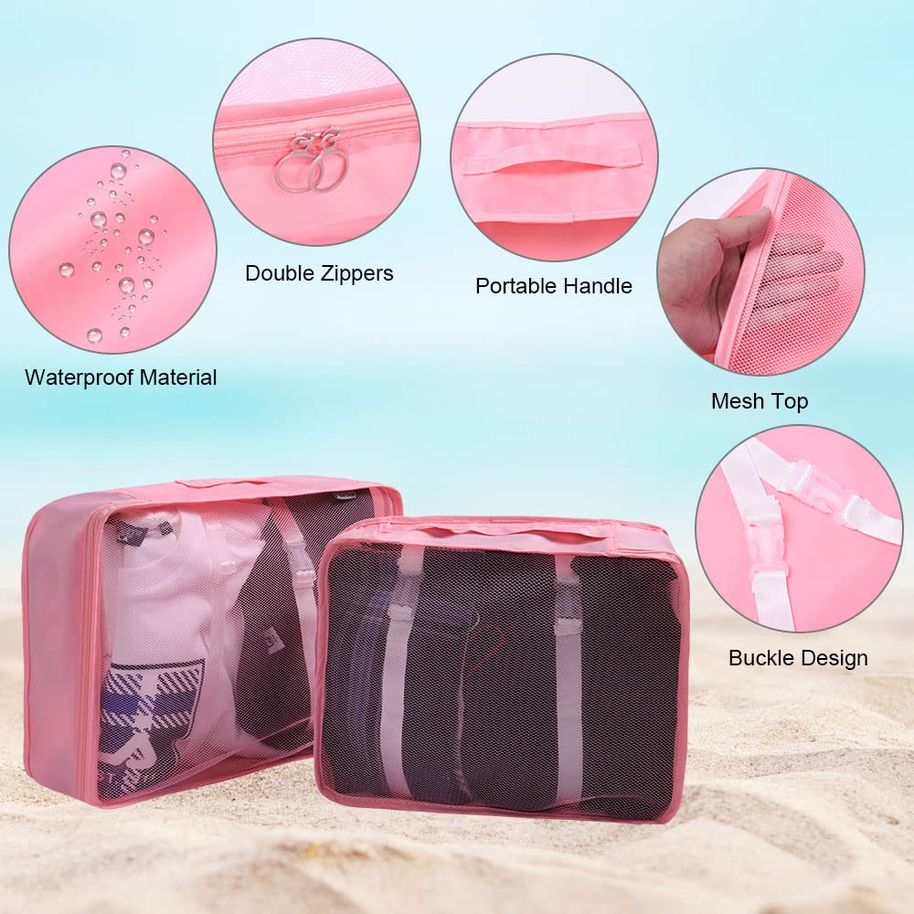OSDUE Organizer Valigie, 6 Pezzi Sistema di Cubo di Viaggio, Separatori Buste Viaggio Travel Organizer, Abbigliamento Intimo Calzature Organizzatori Sacchi Valigia di Stoccaggio Set